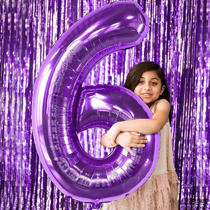 KatchOn, Giant Purple Number 6 Balloon - 40 Inch | 6th Birthday Balloon for 6th Birthday Decorations | 6 Balloons for Birthday | 6 Year Old Decorations | Decoration Supplies Anniversary