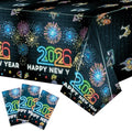 Neon New Year Tablecloth - 3Pack 2026 Happy New Year Eve Glow in The Dark Tablecovers Decoration Rectangle Tablecloth Carnival Party Table