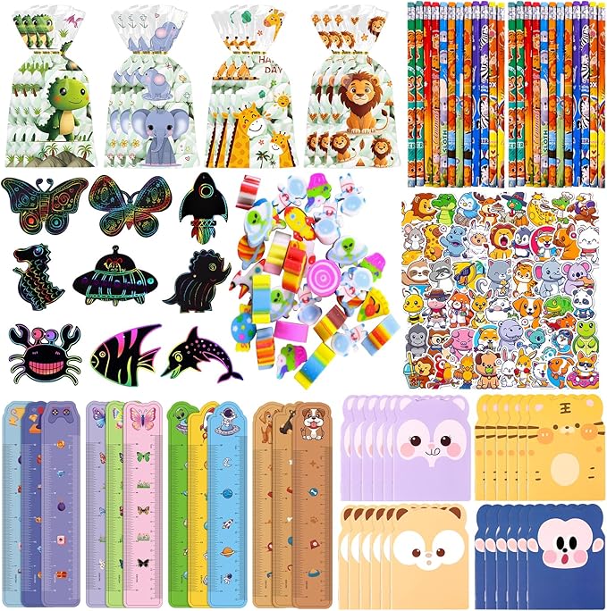 Stationery Party Favors for Kids, 24Pack Stationery Birthday Goodie Bags for Kids, Classroom Gifts for Students, End of Year Student Gifts,Birthday Goodie Bag Stuffers Gifts Rewards Prizes