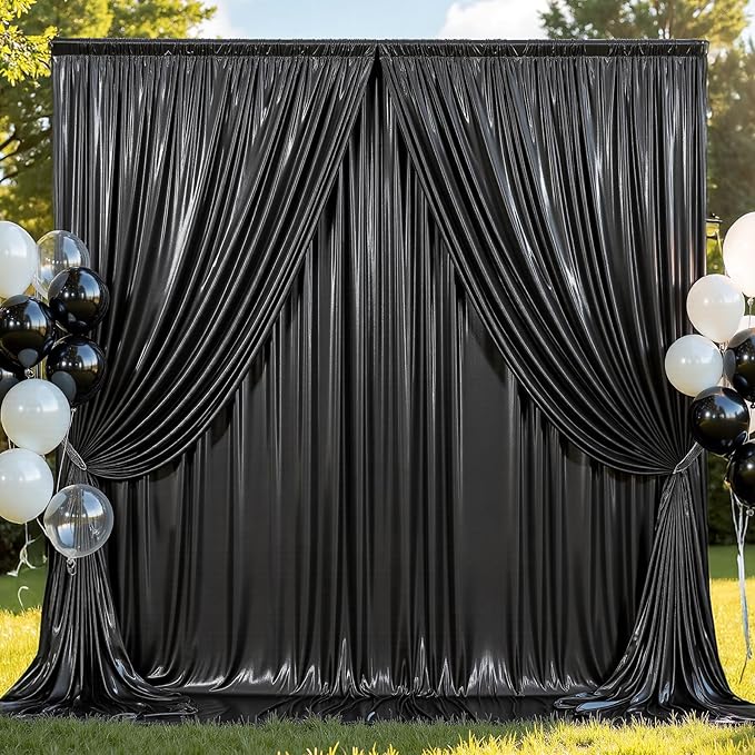 40x10 ft Wrinkle Free Black Sequin Backdrop Curtain for Parties,8 Panels 5x10ft Thick Not Fall Glitter Wedding Drapes Backdrop Photo Back Drop Cloth for Birthday Graudation Photography Background