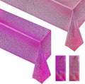 Pink & Fuchsia Red Holographic Tablecloth 40" x 108" Hot Pink Party Decoration Valentine's Day Birthday Party Table Decor Iridescence Plastic Table Cloth for Baby Shower Bachelorette Supplies