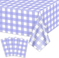 4 Pack Purple Gingham Tablecloths, Purple and White Checkered Tablecloths 86 x 51 Inches Gingham Tablecovers Rectangular Waterproof Picnic Table Covers for Birthday Party Supplies