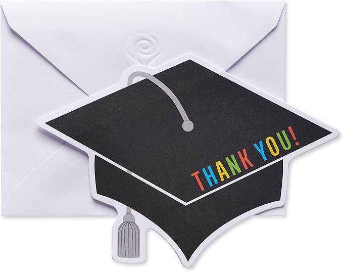 American Greetings Graduation Blank Thank You Cards with Envelopes, Graduation Cap Shape (50-Count)
