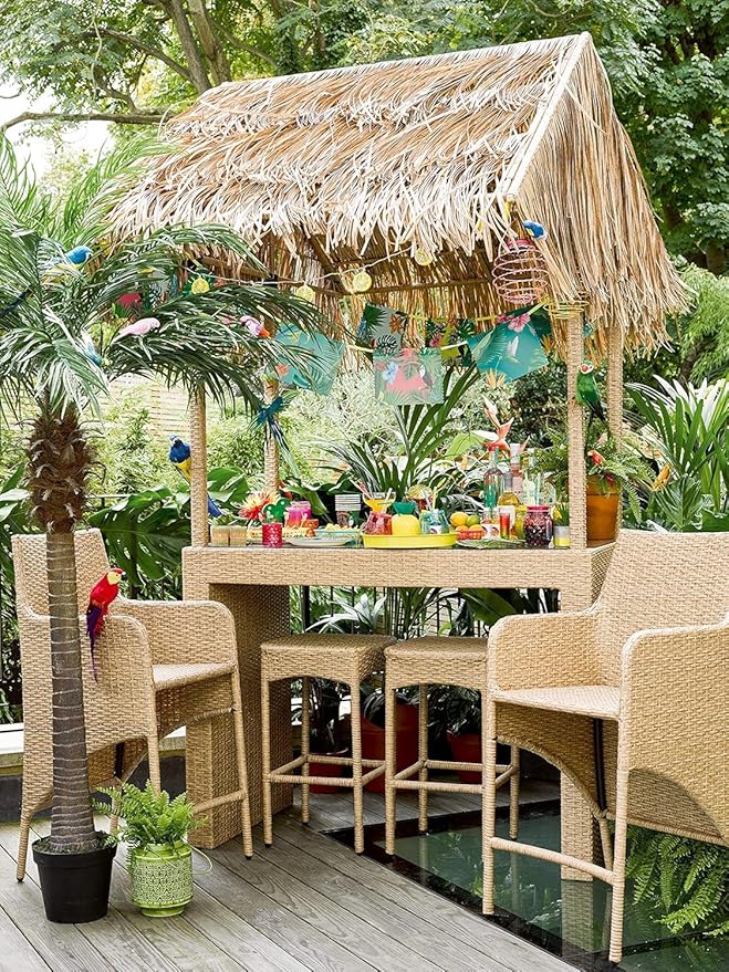 Talking Tables 240 x 3ply Tropical Cocktail Napkins Disposable Paper Palm Leaf Serviettes for Kid's Jungle Party, Hawaiian Theme, Luau, Summer, Picnic, Decoupage, Green, Party Supplies