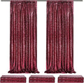 6 Pack 2x8FT Sequin Curtain Backdrop Burgundy Red Party Photo Backdrop for Birthday Girl Princess Bachelorette Wedding Bridal Shower Decorations