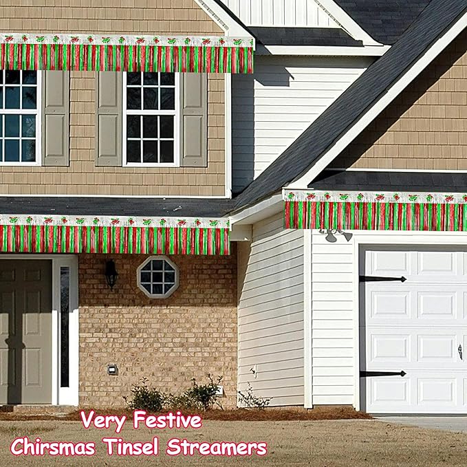 4 Pack 39Ft Christmas Parade Floats for Trailer Car, Bells & Snowflakes Foil Fringe Garland Tinsel Streamers Hanging Banner Table Skirts for Christmas Homecoming Birthday Party (Bell)