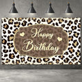 Leopard Happy Birthday Backdrop 5 x 3 Ft Cheetah Print Birthday Decorations Backdrop Banner for Women Girl, Cheetah Leopard Party Decorations for Wall, Photography Background Decor