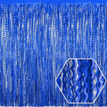 4 Pack Blue Wave Foil Fringe Curtain Backdrop, 3.28Ft x 8.2Ft Metallic Tinsel Foil Fringe Streamer Curtains for Photo Booth, Mother's Day, Easter, Birthday, Wedding Party Decoration
