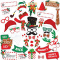 Christmas Photo Booth Props 38pc Set - Christmas Party Decorations, Party Favors, Games & Supplies for Kids Adults - Christmas Photo Props Backdrop Table Decorations Accessories