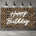 Happy Birthday Backdrop Leopard Print, 5 x 3 Ft Cheetah Print Birthday Decorations Backdrop Banner for Women Girl, Cheetah Leopard Party Decorations for Wall, Photography Background