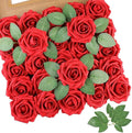 AmyHomie Artificial Flower Red Rose 100pcs Real Looking Fake Roses w/Stem for DIY Wedding Bouquets Centerpieces Arrangements Party Baby Shower Valentines Day Christmas Tree Decorations