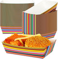 100 PCS Cinco De Mayo Plates, Large Capacity Mexican Plates, Serape Cinco De Mayo Food Trays Fiesta Hot Dog Trays Mexican Trays for Serving Food, Disposable Fiesta Party Decorations