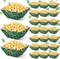 Marspark 24 Pcs St. Patricks Day Popcorn Boxes Paper St. Patrick's Food Trays Green Shamrock Snack Serving Trays Decorations Irish Disposable Paper Platters for Cookie Holiday Party Supplies Family