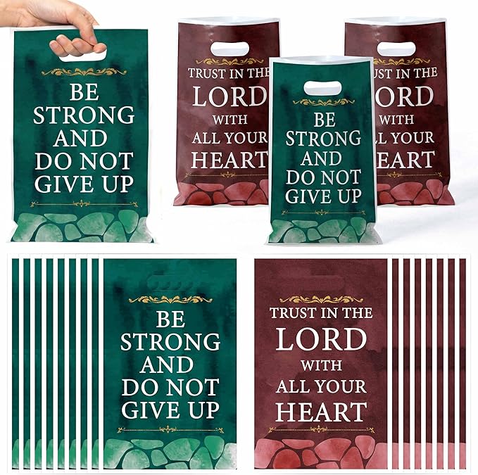 Christian Scripture Party Favor Bag - 50Pcs Religious Bible Verse Goodie Candy Treat Gift Bags, Inspirational Scripture Party Decoration for Christian Easter Church VBS Sunday School Party Supplies