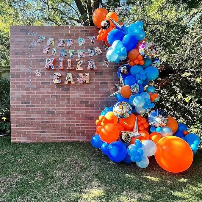 Blue and Orange Balloon Arch Kit, 100 Pcs Blue and Orange Balloon Garland Kit, Latex Balloons Different Sizes 18/12/10/5 inch for Birthday Graduation Space Themed Party Decorations