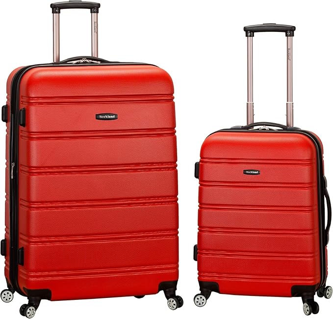 Rockland Melbourne Hardside 2 Piece Expandable Spinner Wheel Luggage Set, (20"/28"), Red
