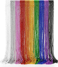 50PCS Mardi Gras Beads, Metallic 10 Kinds of Bead Necklace Party Favors, 33" Mardi Gras Necklace Stuff, Festival Parade Throw Accessories for Wedding Birthday Celebrations Decorations