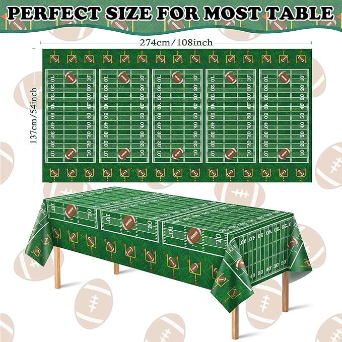 Super Game Bowl Party Decorations 2026 - Green Tablecloth for Football Party Decorations Favors Supplies | Game Day Table Cloth Backdrop Banner Indoor Outdoor -Football Birthday Table Cover for Home