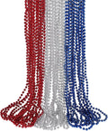 HOOSUN 4th of July Beads Necklaces,30 Pcs Patriotic Beads Necklaces Fourth of July Decorations Party Favors,Red Silver and Blue Accessories Beads for Memorial Day Decorations,Party Decor Supplies