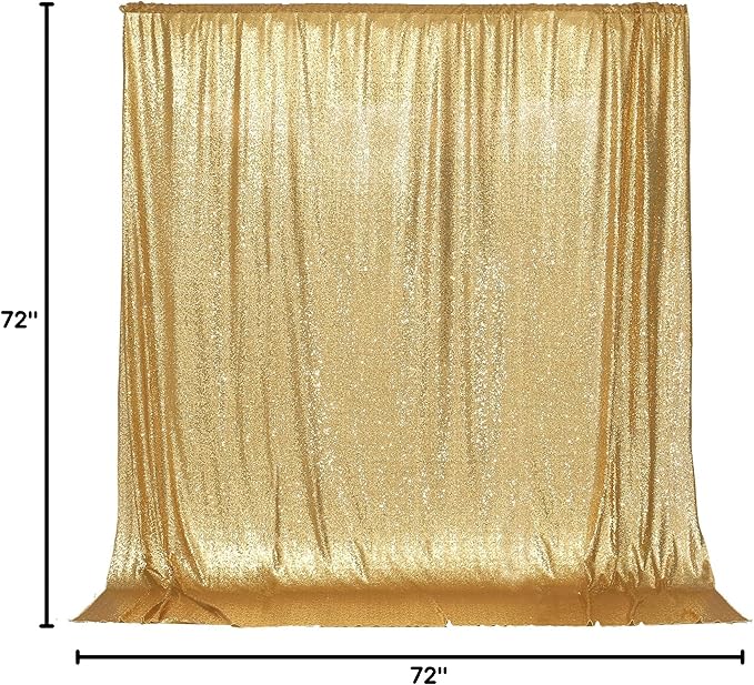 PartyDelight Gold Sequin Backdrop 6x6ft High-Density 3mm Sparkly Photo Background Back Drop Glitter Drape for Wedding, Birthday, and Holiday Party Decorations