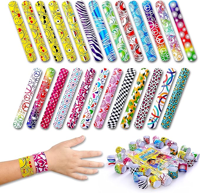 Giraffe 50 Pack Multi Color Slap Bracelets for Kids - Easter Eggs Fillers for Goody Bag - Easter Eggs Stuffers Bulk - Easters Basket Stuffers for kids Party Favors
