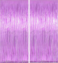 Melsan Light Purple Tinsel Curtain Backdrop, 3.28 x 8ft Metallic Foil Fringe Curtains with Adhesive + Extra Backup Tape, Shiny Party Background for Birthday, Photo Booth & Event Decor, 2 Pack