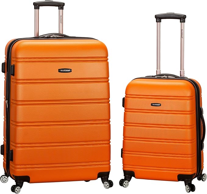 Rockland Melbourne Hardside 2 Piece Expandable Spinner Wheel Luggage Set, (20"/28"), Orange