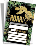 Gold Dinosaur Birthday Party Invitations, 20-Count Jungle Birthday Party Invites With Envelopes-HBYQK-B44