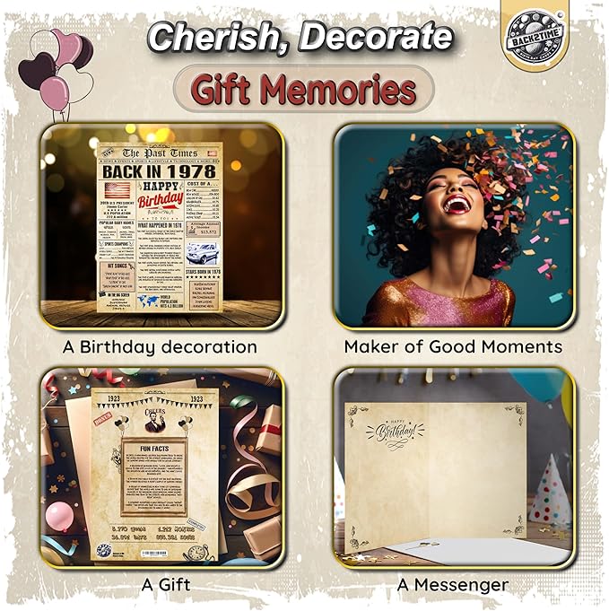 48th Birthday Card for Women Men - Back In 1978 Newspaper - 48 th Happy BIRTHDAY card - 48 birthday gift for Her Him - JUMBO size - 48th birthday decorations Dad Mom - Best gifts for 48 year old