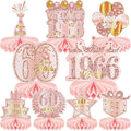 9 Pcs 60th Birthday Decoration for Women Happy 60th Birthday Table Honeycomb Decorations Rose Gold Pink Centerpieces Tables Toppers1965 Decor Cheers to 60 Years Old Birthday Party Favors