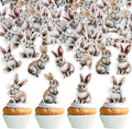 Ercadio 40 Pack Edible Cute Rabbit Cupcake Toppers Funny Bunny Cupcake Picks Realistic Rabbit Cupcake Toppers for Easter Day Theme Baby Shower Birthday Party Decor Supplies