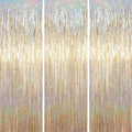 3.3 x 6.6 ft Foil Fringe Backdrop Curtains, Tinsel Streamers Party Decorations, Fringe Backdrop for Birthday, Baby Shower, Gender Reveal, Graduation (3, Champagne)