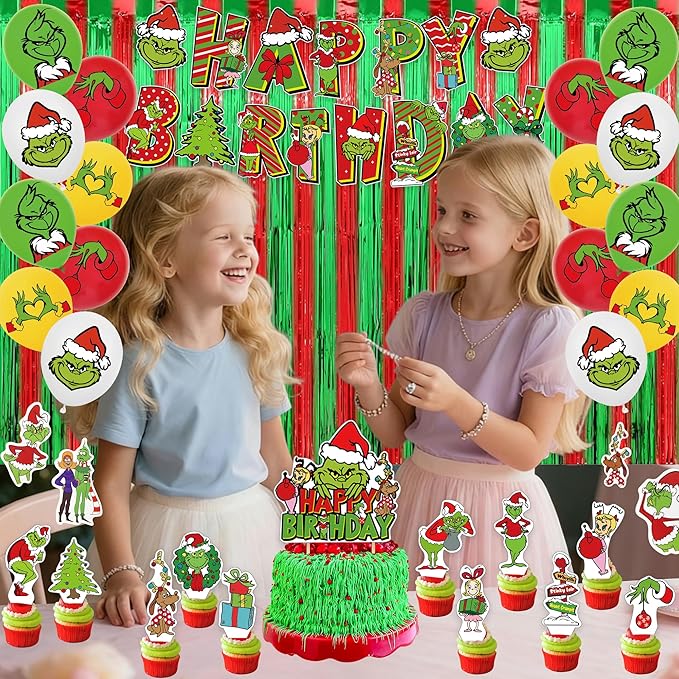 208Pcs Green Monster Christmas party decoration,holiday decorations for families, schools and offices, Monster birthday party decorations. (green)