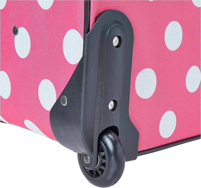 Rockland Polka Softside Upright Luggage Set, Expandable, Lightweight, Pink Dots, 4-Piece (14/19/24/28)