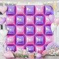Pink and Purple Square Foil Balloons Wall, 25PCS Double Sided Pastel Pink Metallic Purple Balloons Backdrop Tunnel Flat Background Decorations for Girls Women Butterfly Theme Birthdays Baby Shower