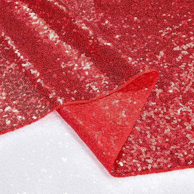 B-COOL Red Sequin Backdrop Curtains 2 Packs 5ftx8ft Wedding Sparkle Backdrop Fabric Glitter Photography Drapes for Party Ceremony Birthday Decoration