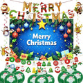 Christmas Party Decoration Set, Merry Christmas Banner with Red Green Swirls, Santa Claus Snowman Hanging Decor for Holiday Home Indoor Party (Christmas 3)