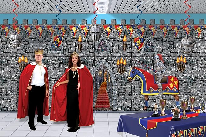 Beistle Medieval Tablecover, 54” x 108” – Plastic Table Cloth, Medieval Decorations, Castle Party Supplies, Knight Birthday Decorations, Rectangular Table Cloth