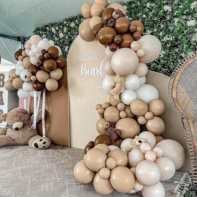 PartyWoo Brown Balloons 50pcs 5 Inch Small Mini Boho Neutral Coffee Tan Fall Latex Balloons for Wedding Baby Shower Gender Reveal Graduation Safari Woodland Birthday Fall Party Decorations Brown-F09