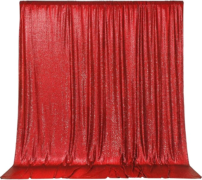 PartyDelight Red Sequin Backdrop 6x6ft - High Density 3mm Shimmer Sequin Background with 4-Inch Rod Pocket, Sparkly Photography Curtain for Birthday, Christmas, TikTok & Live Decor