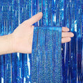 Foil Fringe Curtain - 2 Packs 3ftx8ft Metallic Curtain Backdrop for Birthday Party Decorations Photo Booth Backdrop Christmas Halloween - Deep Blue