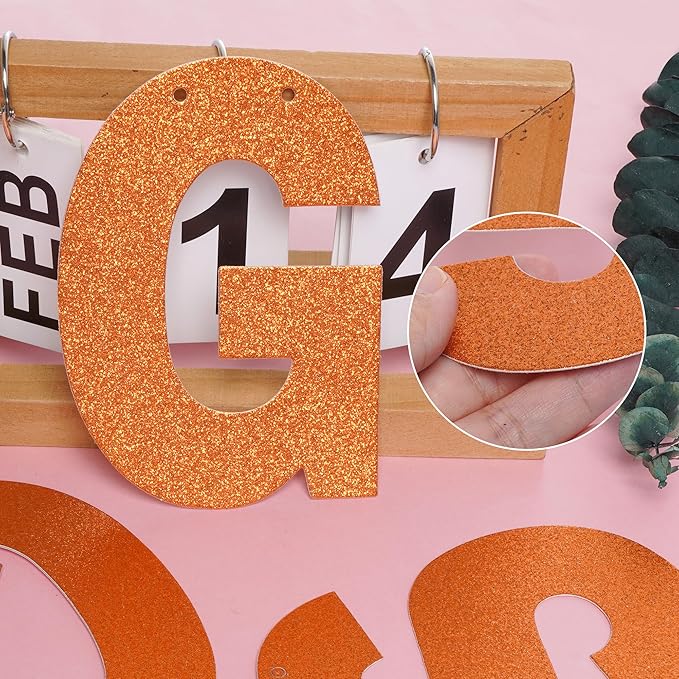 DIY Banner Kit with Letters Glitter Banner Letters Customizable Birthday Banners Graduation Banner Custom Party Hanging Banner for Graduation Wedding Party Baby Shower Decoration(Orange)