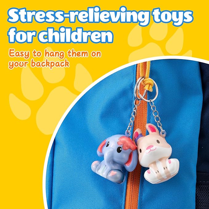 Party Favors for Kids 24PCS Safari Animal Cute Squishy Keychains Toys,Goodie Bag Stuffers, Pinata Stuffers,Birthday Gifts for Boys & Girls,Treasure Chest Prizes,Classroom Prizes for Kids