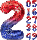 40 Inch Red and Blue Spider Theme Large Number 2 Balloon Giant Foil Birthday Balloons for Spider Theme Party Boy or Girl 2 th Birthday Wedding Anniversary Baby Shower Party Decorations