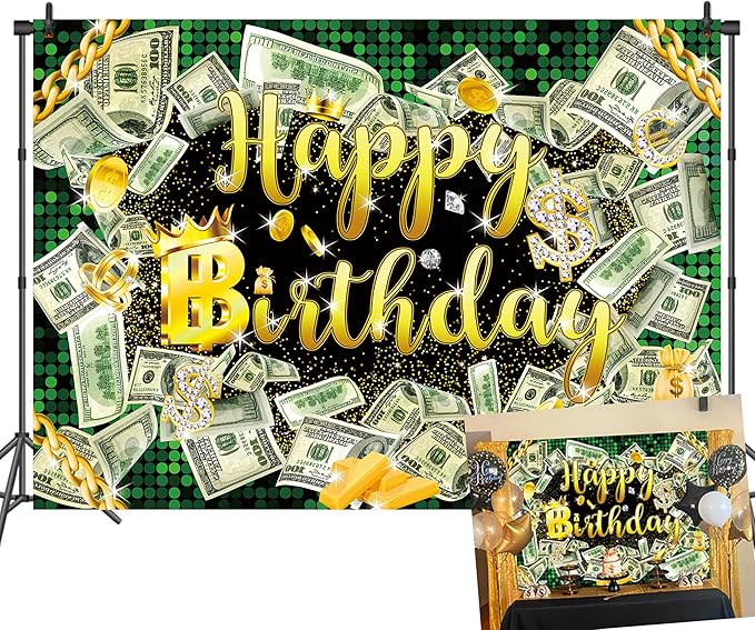 7x5ft Money Birthday Backdrop Money Party Background Dollar Bill Backdrop Hip Hop Background Boy Girl Men Cash Bash Birthday Party Props Photo Booth Decor