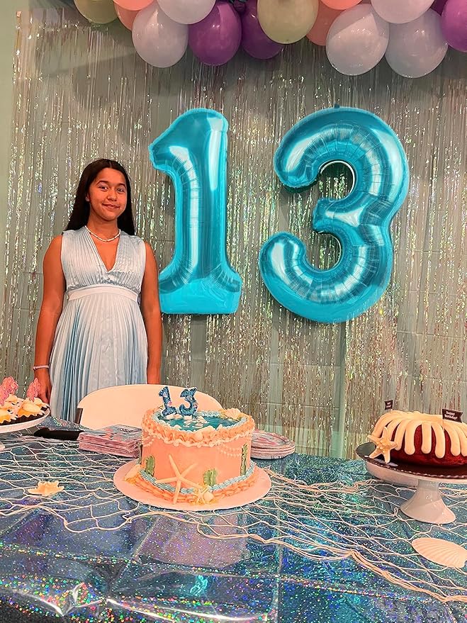 Numbers Balloon 3, 40 Inch Large Light Blue Balloon for Three Year Old Birthday Decor, 3 13 30 31 Birthday Party Decorations for Wedding Supplies