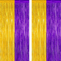 2 Pack Graduation Backdrop, 3.28 FT x 7.05 FT Grad Party Decorations 2026, Purple Gold Backdrop Foil Fringe Curtains, Metallic Purple and Gold Graduation Decorations Class of 2026 Decor