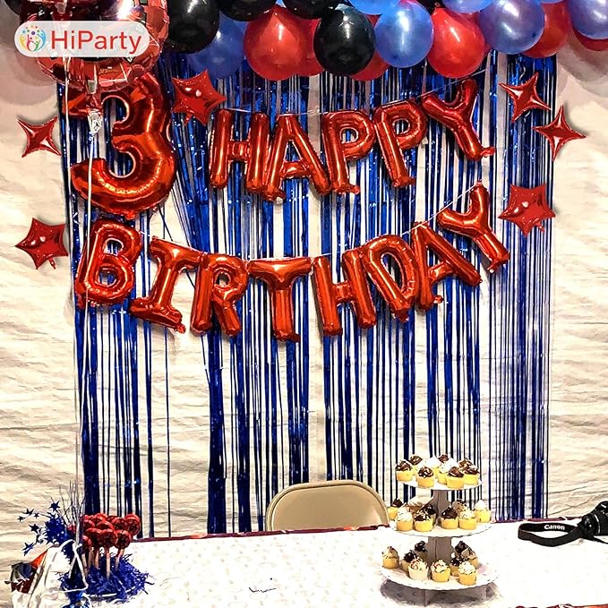 Happy Birthday Balloons Banner, Red 16 Inch Mylar Foil Letter Balloons with 6pcs Star Balloons, Birthday Party Decorations for Kids Girls Women Adults Birthday Party Supplies