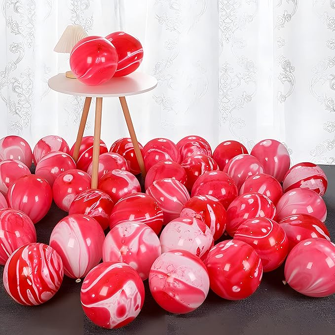 Red Tie Dye Balloons 30PCS 12 Inch Agate Marble Latex Swirl Balloons For Tie Dye Birthday Party Supplies,Candyland,Bachelorette,Fun Hippie Party Decorations