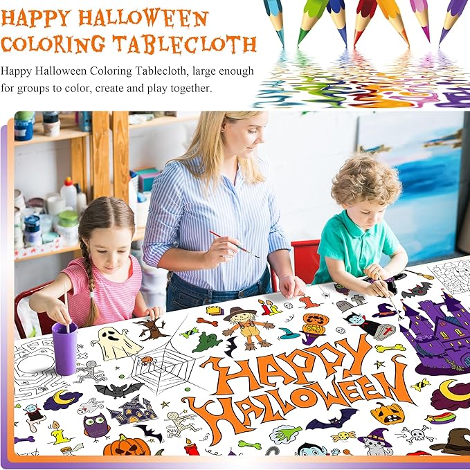 Halloween Giant Coloring Poster 30 x 72 Inches Large Coloring Halloween Activity Drawing Paper for Kids School Home Party Supplies Decoration